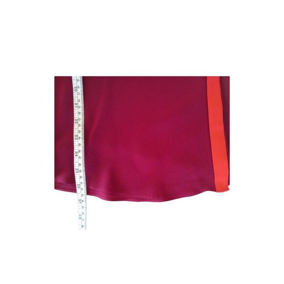 Fossil Rebecca Silk Shirtdress M Maroon Burgundy Colorblock Tie Waist - Picture 10 of 11